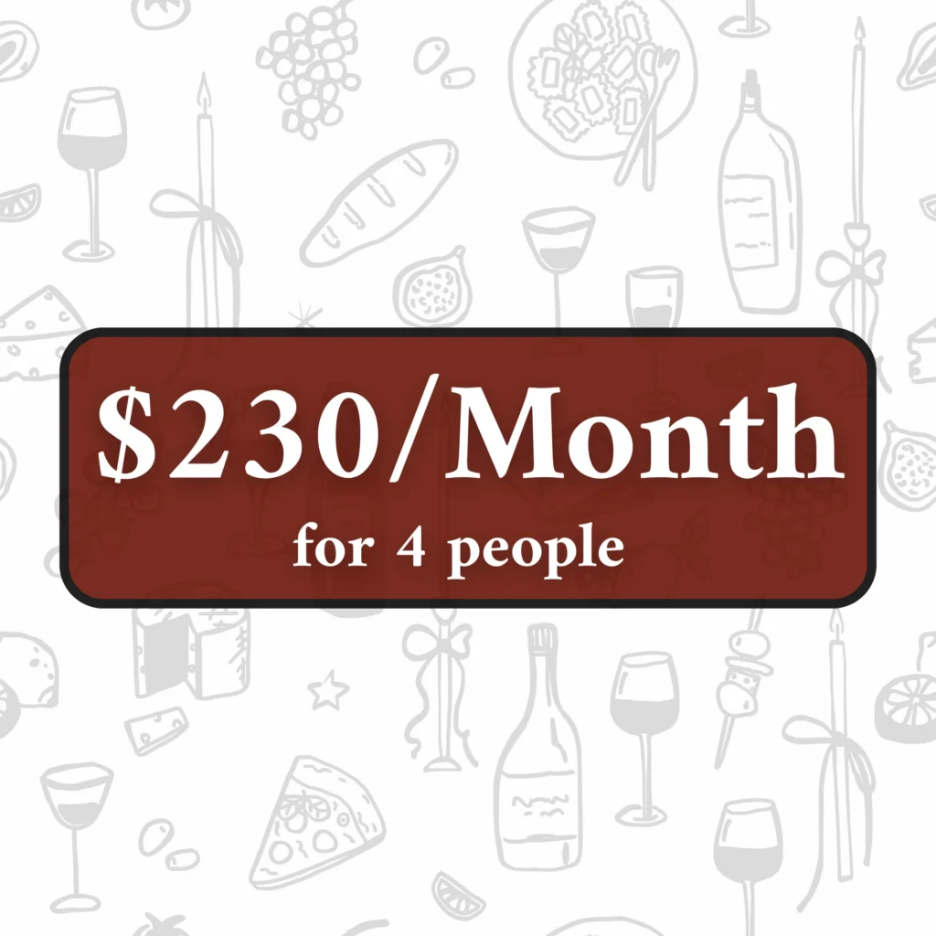 JOLO Supper Club $230 per month for 4 people